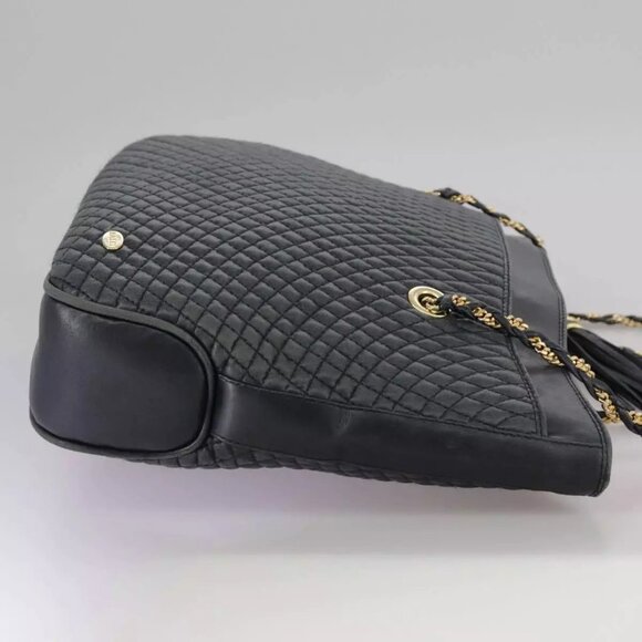 BALLY Chain Tote Bag Leather Black Gold Auth - Picture 13 of 16